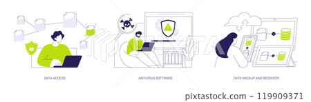 Data loss prevention abstract concept vector illustrations. 119909371