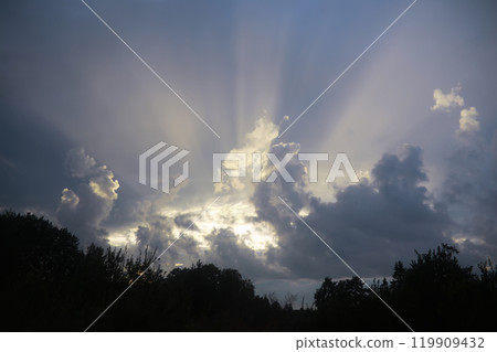 The sky is blue with clouds, beautiful by nature. The sky is blue with clouds, beautiful by nature. 119909432