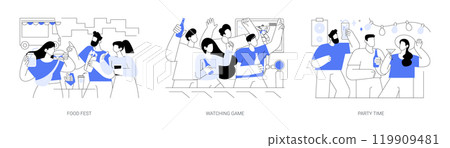 Friends outing isolated cartoon vector illustrations se Friends outing isolated cartoon vector illustrations se 119909481