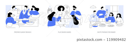 Friends at home isolated cartoon vector illustrations se Friends at home isolated cartoon vector illustrations se 119909482