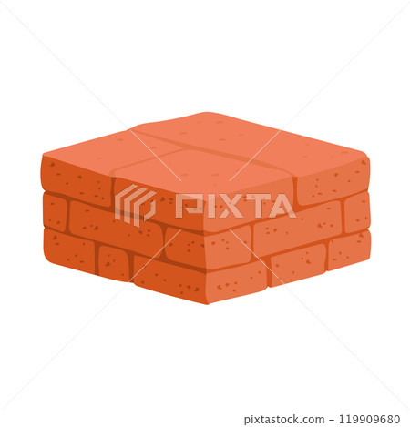 Red bricks in stack in flat design. Building materials at construction site. Vector illustration isolated. 119909680