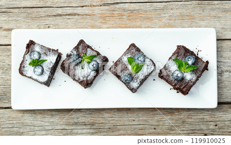 Homemade chocolate brownie photography . Top view Homemade chocolate brownie photography . Top view 119910025