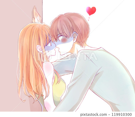 一個男人和一個女人做 Kabedon（一種病態的舞蹈） 119910300