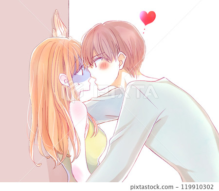 Men and women doing kabedon (wall-don) Men and women doing kabedon (wall-don) 119910302