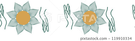 Horizontal border, set Magic and heavens seamless pattern, with magical elements Horizontal border, set Magic and heavens seamless pattern, with magical elements 119910334