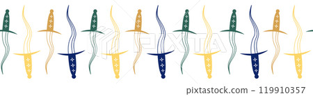 Horizontal border, set Magic and heavens seamless pattern, with magical elements 119910357