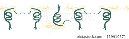 Horizontal border, set Magic and heavens seamless pattern, with magical elements 119910371