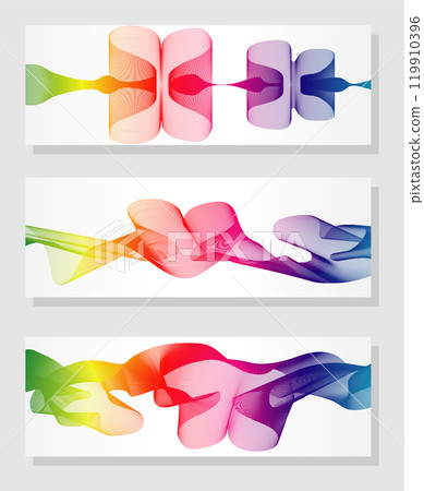 Abstract rainbow lines background, horizontal banner set Abstract rainbow lines background, horizontal banner set 119910396