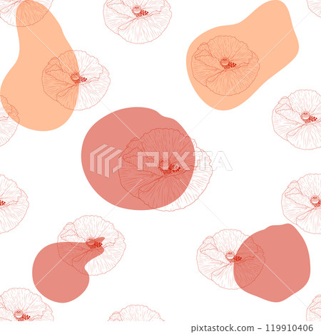Red poppy flower watercolor and graphic illustrations vector seamless patterns Red poppy flower watercolor and graphic illustrations vector seamless patterns 119910406
