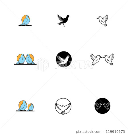 Seagul bird logo icon vector illustration template 119910673