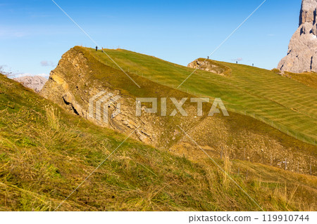 Seceda mountain in Val Gardena, Italy, autumn 119910744