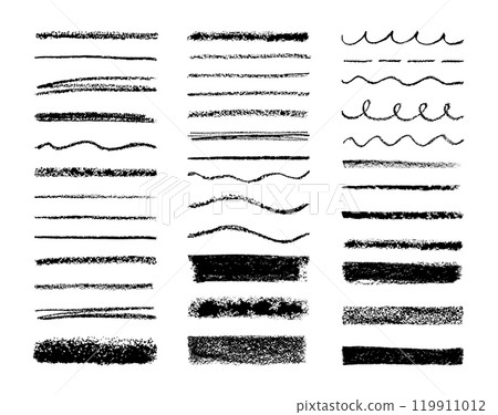 Chalk brushes. Pencil texture strokes. Sketch grunge pen underlines, charcoal elements, marker shapes and lines. Hand drawn brush crayon texture. Vector set Chalk brushes. Pencil texture strokes. Sketch grunge pen underlines, charcoal elements, marker shapes and lines. Hand drawn brush crayon texture. Vector set 119911012
