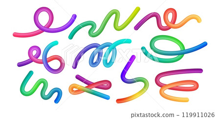 Wavy gradients. Rainbow abstract waves, colorful fluid spiral and squiggly lines, liquid twisted geometric shapes. Isolated 3d elements with vivid iridescent gradient vector set Wavy gradients. Rainbow abstract waves, colorful fluid spiral and squiggly lines, liquid twisted geometric shapes. Isolated 3d elements with vivid iridescent gradient vector set 119911026