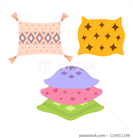 set of decorative pillows, flat style set of decorative pillows, flat style 119911199