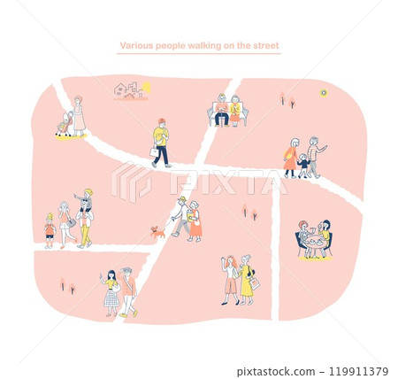 Various people walking on the street 43 119911379
