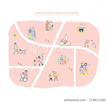 Various people walking on the street 53 119911380