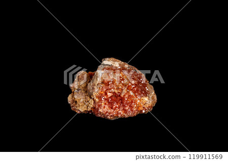 Macro mineral stone Vanadinite on a black background Macro mineral stone Vanadinite on a black background 119911569