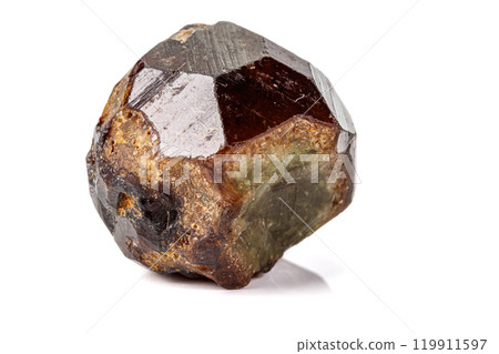 Macro stone Grossular mineral on white background 119911597