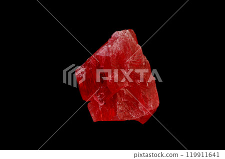 macro mineral stone Rhodochrosite on a black background 119911641