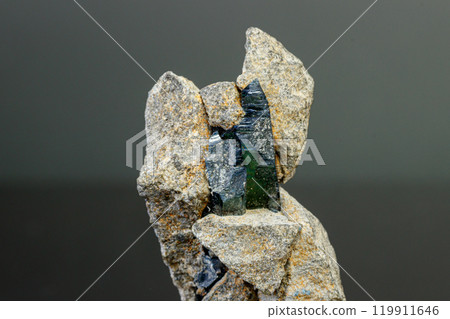 macro mineral stone Vivianite on a black background 119911646