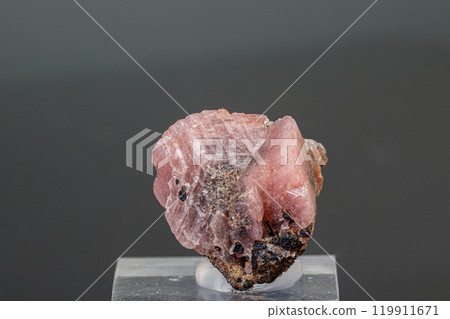 macro mineral stone Rhodochrosite on a black background 119911671