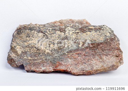 macro mineral bismuth stone on hartenstein schacht on white background 119911696