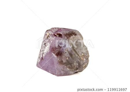 macro mineral stone alexandrite red - violet in daylight on a white 119911697