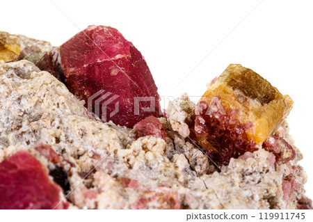 macro mineral tourmaline stone on white background 119911745