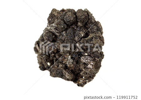 Macro stone Stannite mineral on white background 119911752