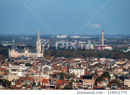 High angle panorama over the Our Lady of Laeken church in Brussels Capital Region, Belgium, OCT 24, 2024 High angle panorama over the Our Lady of Laeken church in Brussels Capital Region, Belgium, OCT 24, 2024 119911779