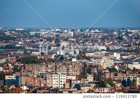 High angle panorama over the municipality of Laeken, Brussels Capital Region, Belgium, OCT 24, 2024 High angle panorama over the municipality of Laeken, Brussels Capital Region, Belgium, OCT 24, 2024 119911780