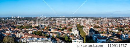 High angle panorama over the Brussels skyline in Jette, Laeken and Ganshoren, Brussels Capital Region, Belgium, OCT 24, 2024 High angle panorama over the Brussels skyline in Jette, Laeken and Ganshoren, Brussels Capital Region, Belgium, OCT 24, 2024 119911787