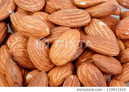 macro almond nuts on a white background 119911816