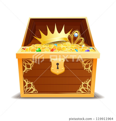 Wooden chest box with gold Wooden chest box with gold 119911964