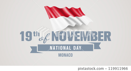 Monaco happy national day greeting card, banner vector illustration Monaco happy national day greeting card, banner vector illustration 119911966