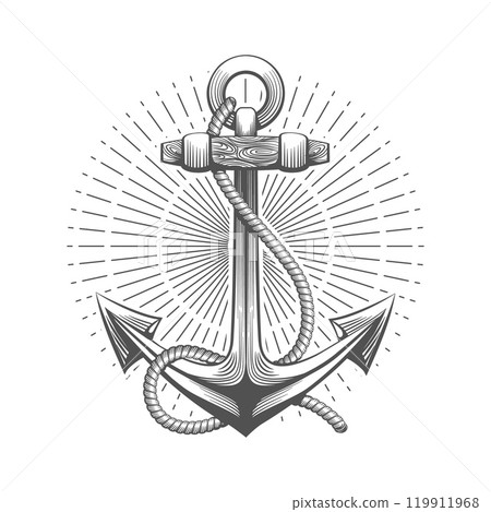 Ship anchor vintage engraving emblem 119911968