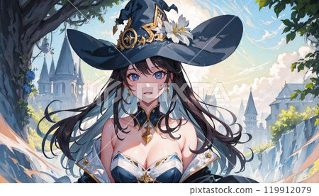 A wizard girl looking straight ahead 119912079