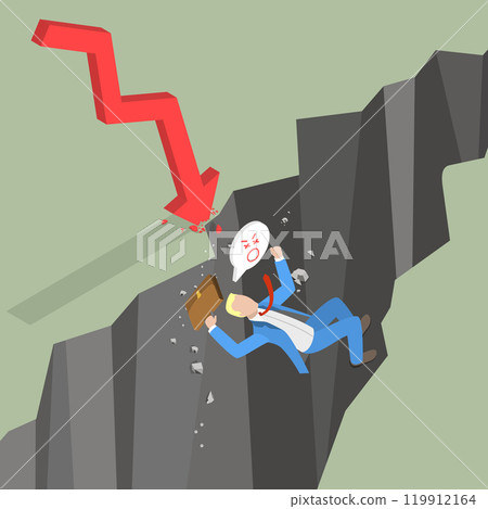 3D Isometric Flat Vector Illustration of Business And Financial Crisis, Economy Collapse 3D Isometric Flat Vector Illustration of Business And Financial Crisis, Economy Collapse 119912164