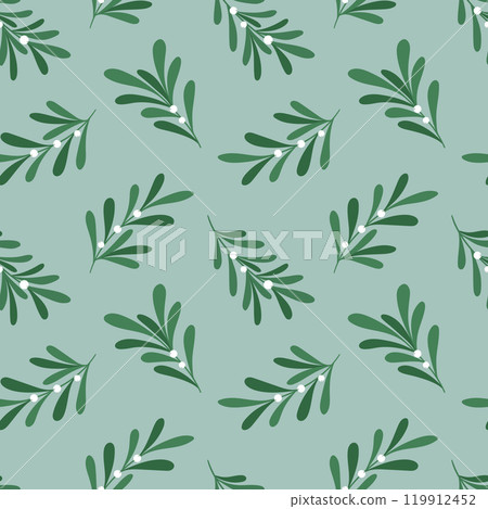 Christmas vector seamless pattern with winter plants. Christmas vector seamless pattern with winter plants. 119912452