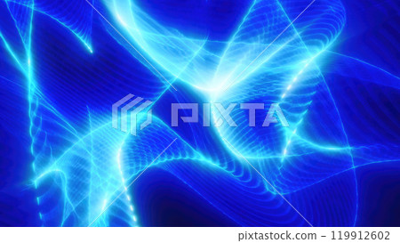 Abstract neon blue light waves on a dark background, creating a dynamic and futuristic energy flow. Ideal for backgrounds, technology themes, and creative designs Abstract neon blue light waves on a dark background, creating a dynamic and futuristic energy flow. Ideal for backgrounds, technology themes, and creative designs 119912602