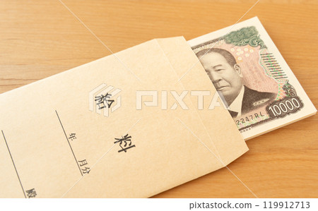 工資袋裡的鈔票工資 119912713