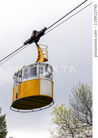 Yellow cabin of a funicular, Kislovodsk National Park Yellow cabin of a funicular, Kislovodsk National Park 119912748
