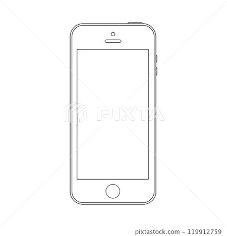 smartphone outline icon on the white background. mobile phone line symbol smartphone outline icon on the white background. mobile phone line symbol 119912759