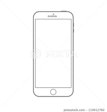 smartphone outline icon on the white background. mobile phone line symbol 119912760