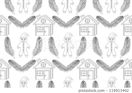 Christmas Gingerbread Pattern Coloring Page Christmas Gingerbread Pattern Coloring Page 119913402