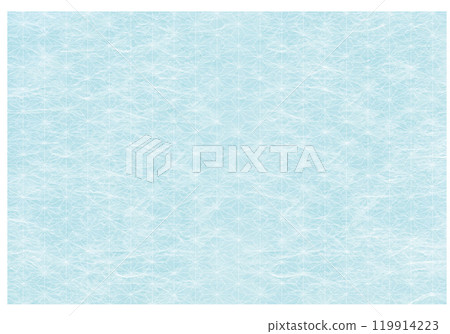 A Japanese-style background painting of hemp leaves (traditional Japanese pattern) on light blue washi paper 119914223