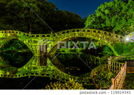 Illumination of Isahaya Meganebashi Bridge [Isahaya City, Nagasaki Prefecture] 119914345