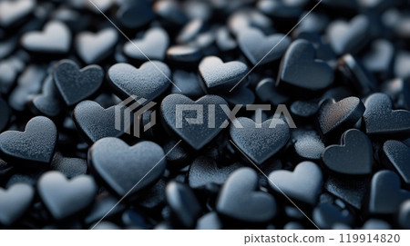 matte black hearts, creating a unique and modern take on a romantic or Valentine's Day theme 119914820