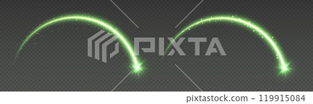 Shooting star light effect, magic arch with sparkles, glowing meteor with trail, shiny star in motion. Shooting star light effect, magic arch with sparkles, glowing meteor with trail, shiny star in motion. 119915084