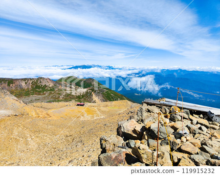 Climbing Mt. Ontake in autumn: View from Kengamine towards Ninoike 119915232